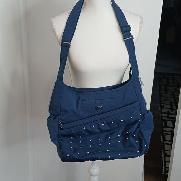LUG Parachute Crossbody Blue Polka Dot Shoulder Bag - Picture 1 of 8